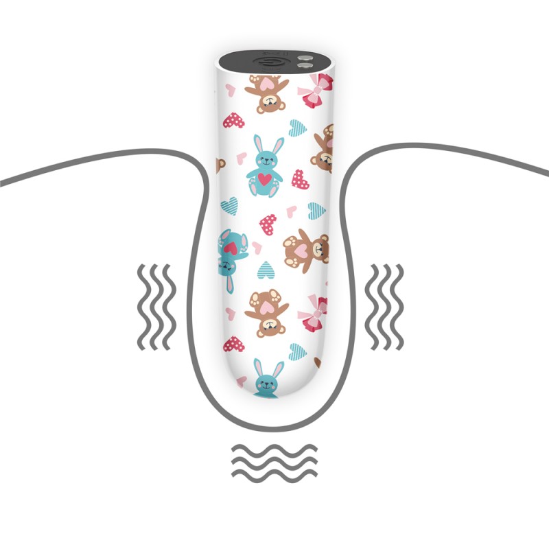 Компактный вибратор с принтом Rechargeable Bear Massager. Артикул: IXI61013