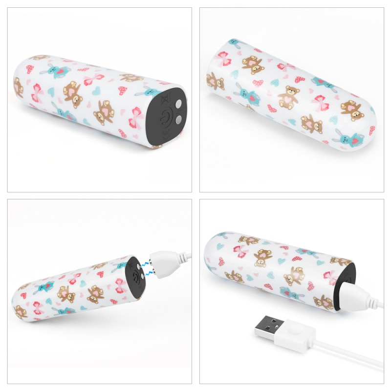 Компактный вибратор с принтом Rechargeable Bear Massager. Артикул: IXI61013