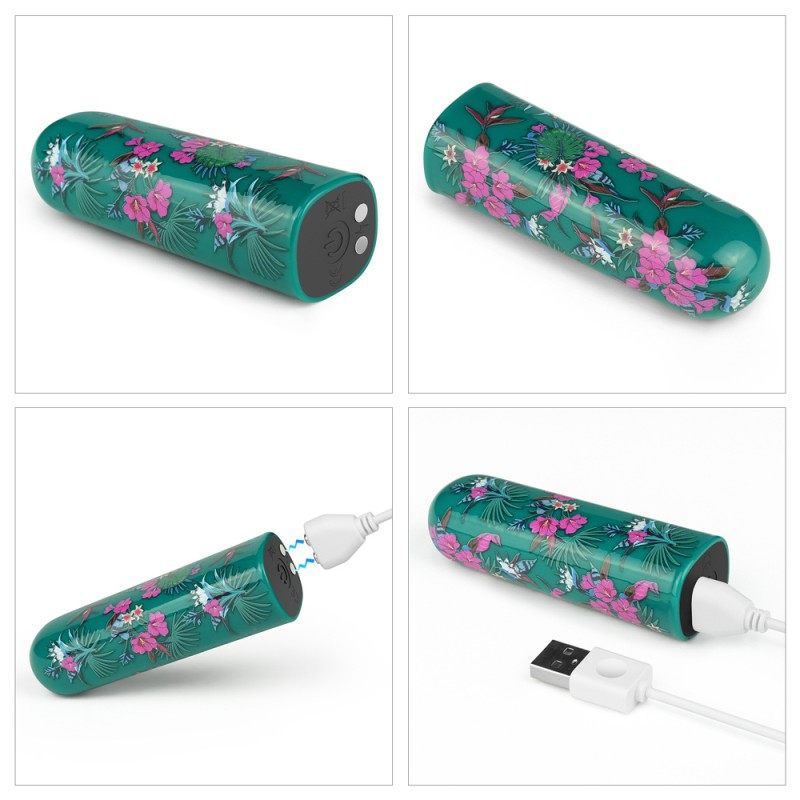 Компактный вибратор с принтом Rechargeable Antheia Massager. Артикул: IXI61017