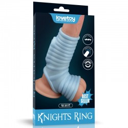 Vibrating Wave Knights Ring with Scrotum Sleeve (Blue) по оптовой цене