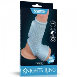 Vibrating Drip Knights Ring with Scrotum Sleeve (Blue)