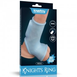 Vibrating Silk Knights Ring with Scrotum Sleeve (Blue) по оптовой цене