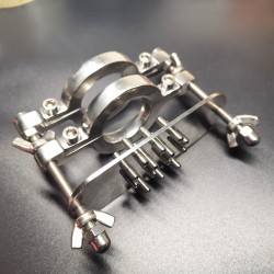 SPIKED DOUBLE RINGS BALL SMASHER CRUSHER Stainless Steel Scrotum Bondage BDSM Ball Stretcher