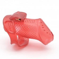 Male Chastity Device with Perforated design Cage Red Small
