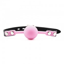 Top Quality Silicon Material Seamless Locking Soft Jelly Rubber Ball Gag PINK   