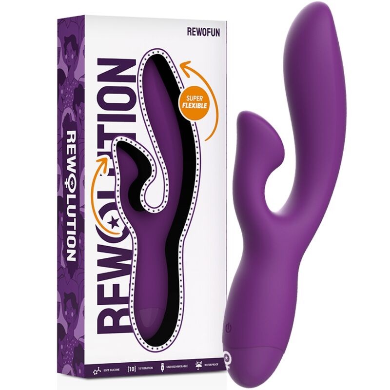 Двойной вибратор фиолетовый Rewolution Rewofun Flexible Rabbit Vibrator. Артикул: IXI61171