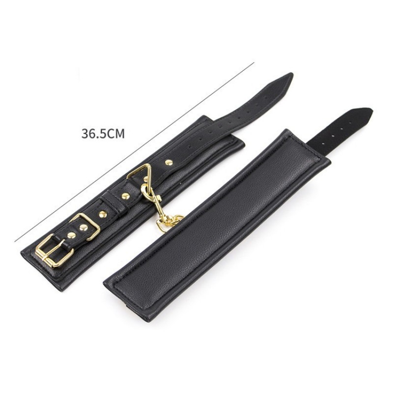 Черный бдсм набор с золотой фурнитурой Black Gold Bondage Kit 3 Pieces. Артикул: IXI61248