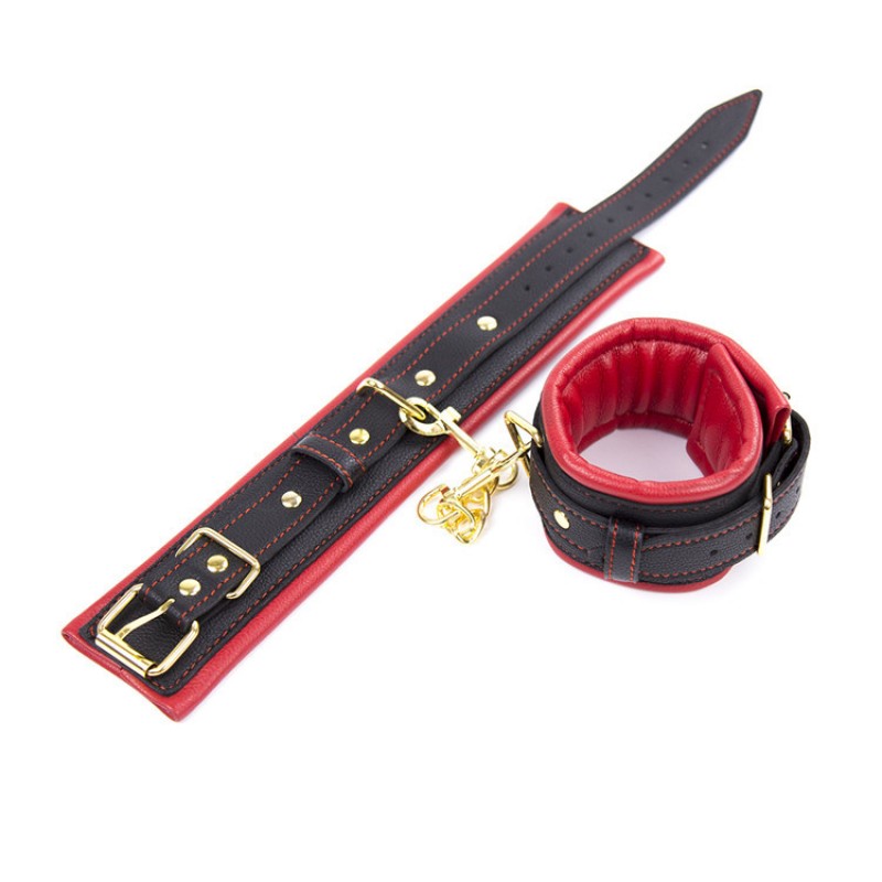 Красный бдсм набор с золотой фурнитурой Red Gold Bondage Kit 3 Pieces. Артикул: IXI61250