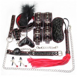 Black big set of bdsm accessories Diamond Bondage Kit 10 Pieces