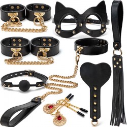     Golden Leather Bondage Kit 8 Pieces