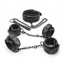 Стильный черный бдсм набор Luxury Leather Bondage Kit 3 Pieces по оптовой цене