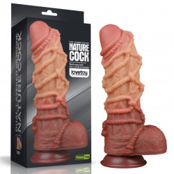 Relief dildo Dual layered Platinum Silicone Cock with Rope 10.5