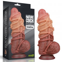 Relief dildo Dual layered Platinum Silicone Cock with Rope 9.5