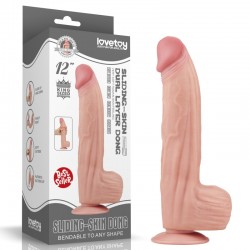 Dildo with Removable Suction Cup King Sized Sliding Skin Dual Layer Dong 12.0