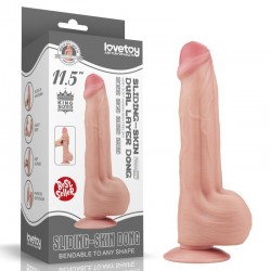 Dildo with Removable Suction Cup King Sized Sliding Skin Dual Layer Dong 11.5