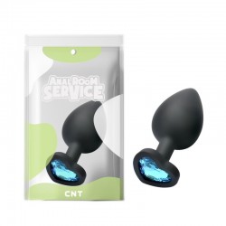 Black Butt Plug with Diamond Blue Love Black Diamond Plug Large