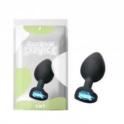 Black Butt Plug with Diamond Blue Love Black Diamond Plug Medium