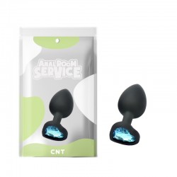 Black Butt Plug with Diamond Blue Love Black Diamond Plug Small