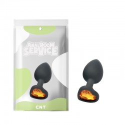 Black Butt Plug with Diamond Orange Love Black Diamond Plug Small