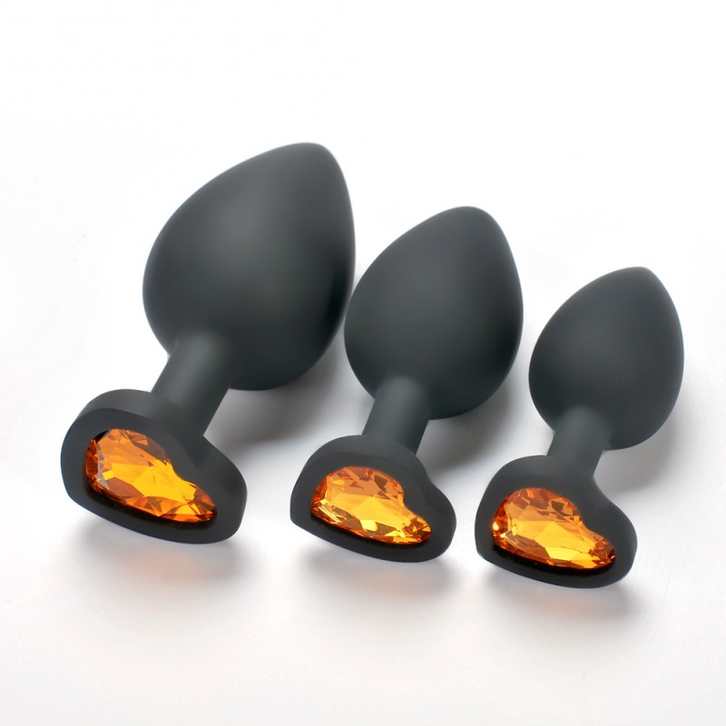 Black Butt Plug with Diamond Orange Love Black Diamond Plug Large. Артикул: IXI61426