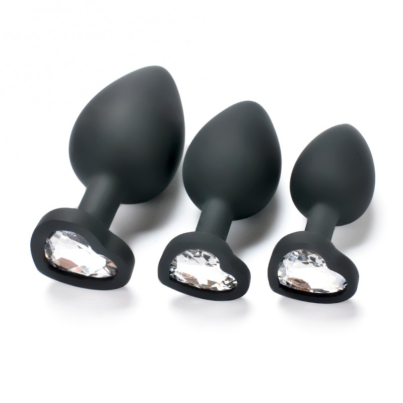 Черная анальная пробка с диамантом Clear Love Black Diamond Plug Medium. Артикул: IXI61428