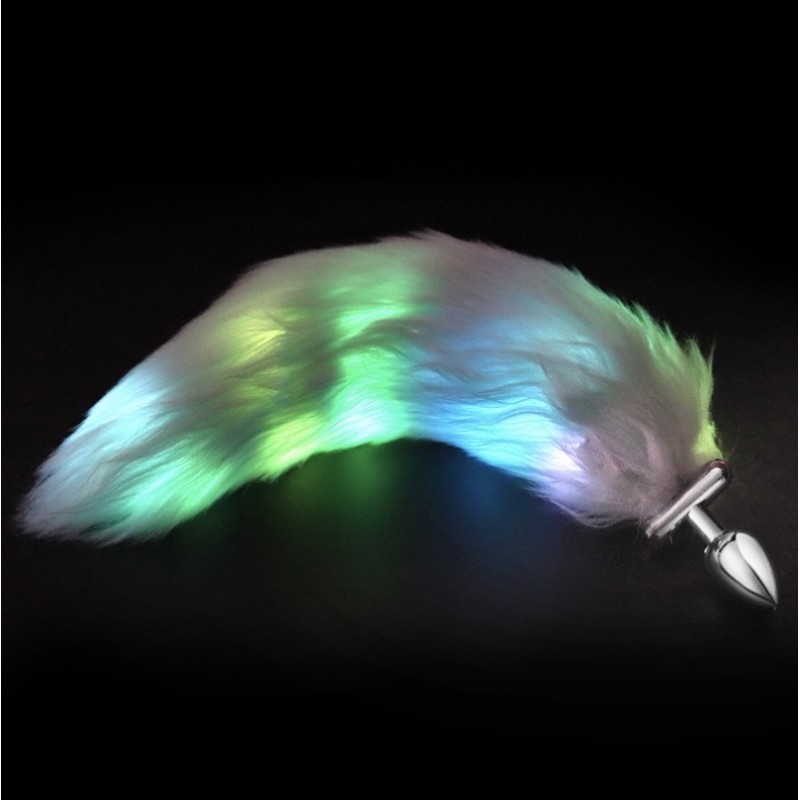 Светящаяся анальная пробка с пышным хвостом Lan Fox Max Green. Артикул: IXI61437