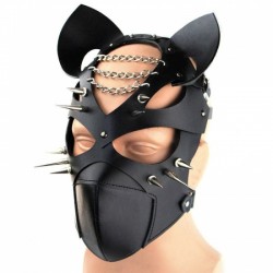 Flirting Leather Bondage Hood With Open Eye 