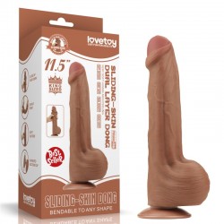 Dildo King Sized Sliding Skin Dual Layer Dong Brown 11.5