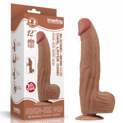 Dildo King Sized Sliding Skin Dual Layer Dong Brown 12.0