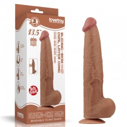 Dildo King Size Sliding Skin Dual Layer Dong Brown 13.5