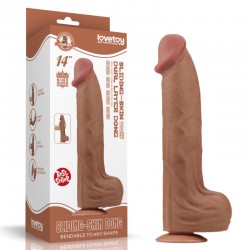 Dildo King Sized Sliding Skin Dual Layer Dong Brown 14.0