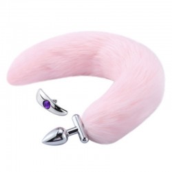      Deformable Fox Tail Metal Anal Plug Pink