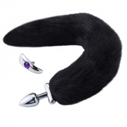      Deformable Fox Tail Metal Anal Plug Black   