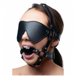Blindfold Harness and Ball Gag Black