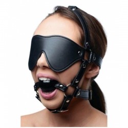 Blindfold Harness and Ball Gag Black   