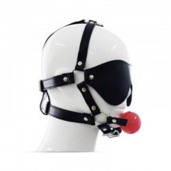 Blindfold Harness and Ball Gag Red