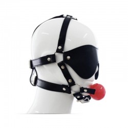Blindfold Harness and Ball Gag Red   