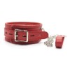 Soft red bdsm collar with leash Premium Locking Collars