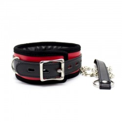 Мягкий черно-красный бдсм ошейник с поводком Premium Locking Collars по оптовой цене