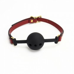 Mouth Gags Toys Burgundy Silicone Breathable Mouth Ball Gag