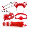     Sexy Cat Ears Fox Tail Cosplay Sex Party Accessories Red