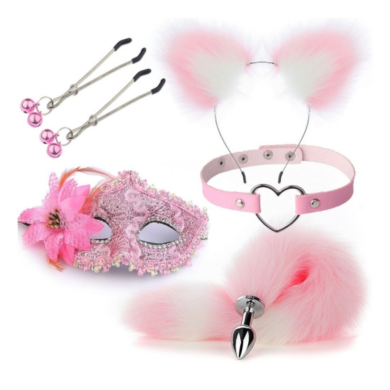 Set for sexual games Sexy Cat Ears Fox Tail Cosplay Sex Party Accessories Pink. Артикул: IXI61579