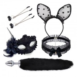     Sexy Cat Ears Fox Tail Cosplay Sex Party Accessories Black   