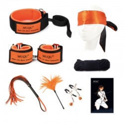 Orange BDSM 7 Piece Set Orange Farvet Bondage Kit