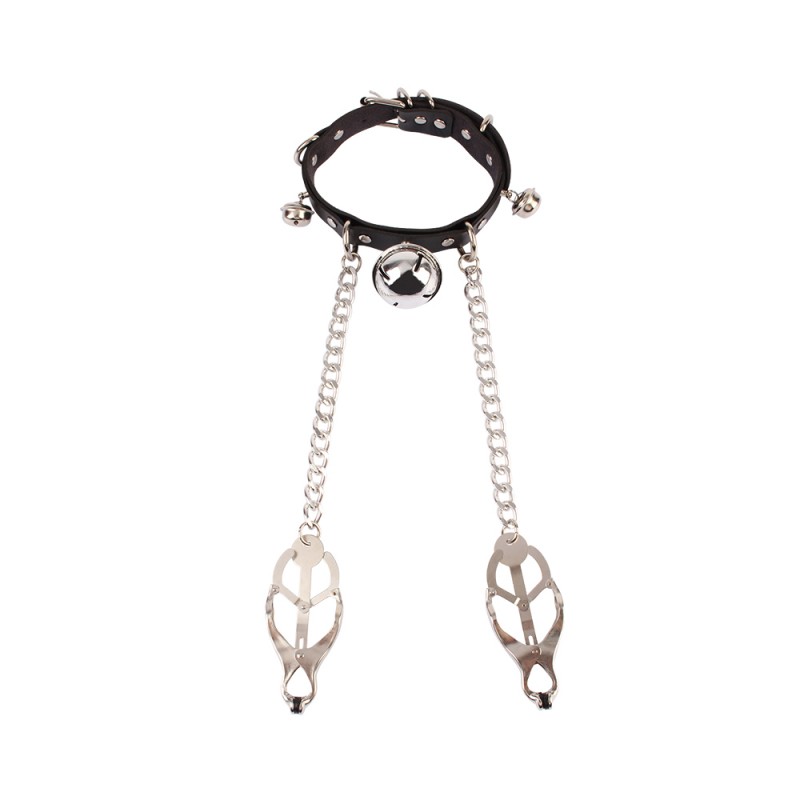 Зажимы для сосков с ошейником и цепью Master Control Collar with Nipple Clamps. Артикул: IXI61597