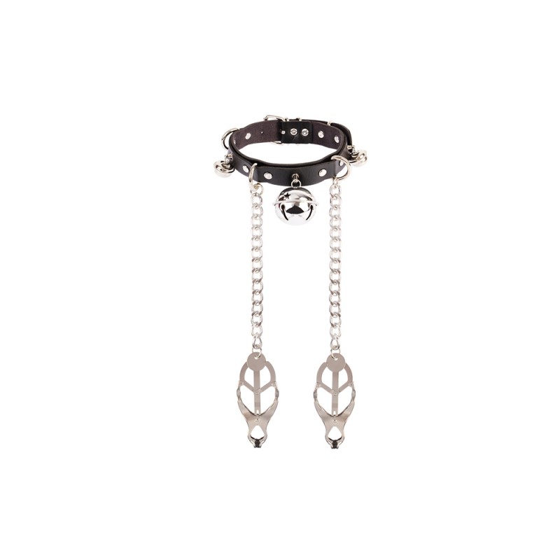 Зажимы для сосков с ошейником и цепью Master Control Collar with Nipple Clamps. Артикул: IXI61597