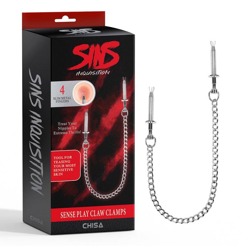 Зажимы для сосков на цепочке Sense Play Claw Clamps. Артикул: IXI61599
