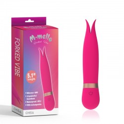 Rechargeable Pink Multi-Speed Vibrator Forked Vibe