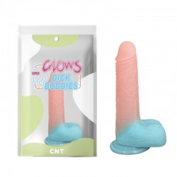 Luminous colored dildo on the Mr Gentle suction cup