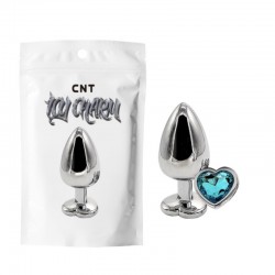 Butt Plug with Blue Crystal Heart Gem Metal Plug